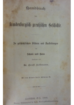 Brandenburgisch - preussischen Geschichte, 1889 r.