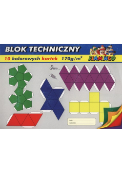 Blok techniczny A4 Flamingo z kolorowymi kartkami 10 kartek