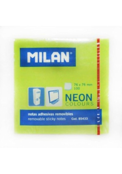 Karteczki milan neonowe 76x76 mm zielone 10 sztuk