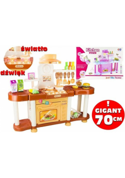 Kuchnia dla małej gosposi 70cm brąz róż światło