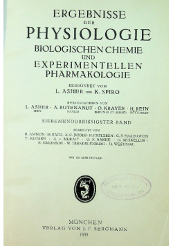 Ergebnisse der physiologie biologischen chemie 1935 r.