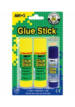 Klej w sztyfcie AMOS blister 22g x 2 sztuki + 8 g Magic