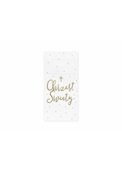Kieszonka na sztućce biała Chrzest 10x20cm 6szt