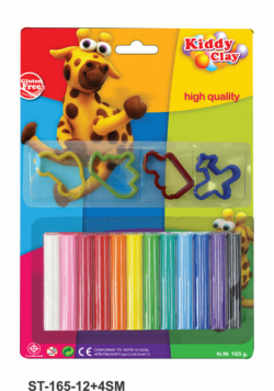 Plastelina Kiddy Clay 12 kolorów + 4 foremki