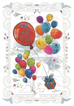 Karnet 12x18cm + koperta Prezent i balony