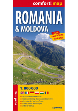 Romania & Moldova laminowana mapa samochodowa 1:800 000