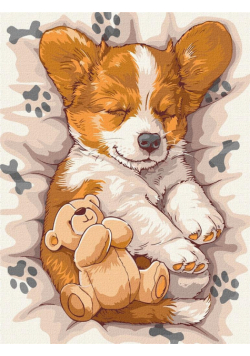 Malowanie po numerach IDEYKA 30x40 cm Śpiący Corgi