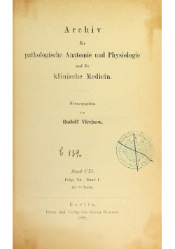 Archiv fur pathologische anatomie und physiologie Band CXI 1888 r.