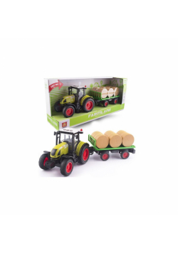 Traktor z przyczepą na bele siana światło i dźwięk