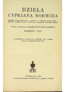 Dzieła Cyprjana Norwida, 1934 r.