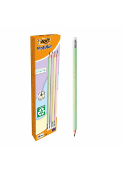 Ołówek Evolution z gumką pastel (12szt) BIC