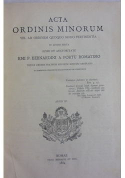 Acta Ordinis Minorum, 1884r.