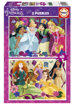 Puzzle 2x48 Księżniczki z bajek Disneya