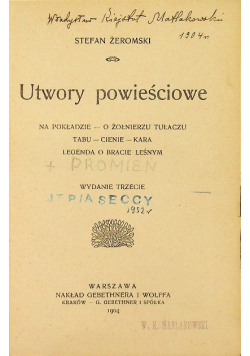 Utwory Powieściowe,  1904 r.