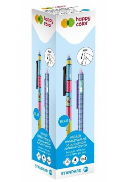 Wkłady do długopisu automatycznego wymazywalnego 0.5mm niebieskie 3 szt. w etui Happy Color
