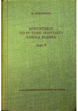 Komentarze do III tomu Kapitału Karola Marksa Część II