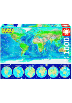 Puzzle Neonowy świat fluorescencyjna mapa świata 1000