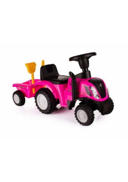 Jeździk traktor New Holland z przyczepką różowy