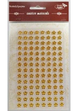 Stiker z kryształkami Kwiaty złociste 8mm 112szt