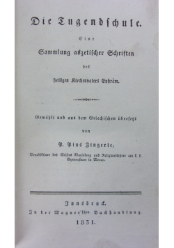 Zingerles ausgewahlte schriften,1831r.