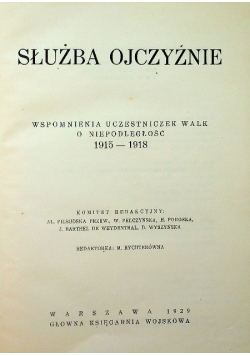 Służba ojczyźnie Wspomnienia uczestniczek walk o niepodległość  1926 r.