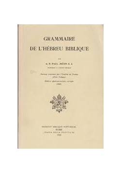Grammaire De L'Hebreu Biblique, 1923r.