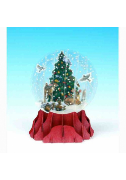 Kartki 3D Tree Trimming Animals Snow Globe
