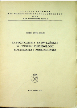 Zapożyczenia słowiańskie w czeskiej terminologii botanicznej i zoologicznej