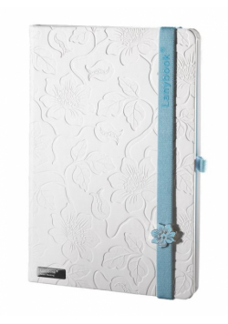 Notes A6 Lanybook Innocent Passion White w kratkę z niebieską gumką
