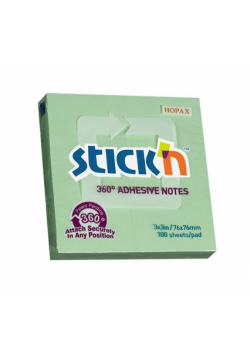 Notes samoprzylepny 76x76mm 360 stopni zielony 100 kartek