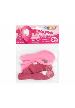 Balony Premium My Pink World w koronie 30cm 5szt
