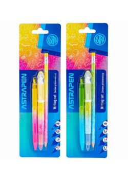 Zestaw piśmienniczy Astrapen neon 4 elementy blister 1szt.mix