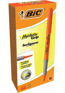 Zakreślacz Highlighter Grip pomarańcz (12szt) BIC
