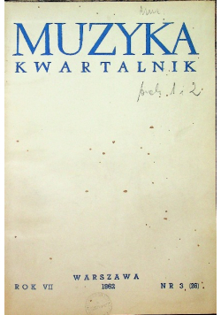 Muzyka kwartalnik Nr 3 / 1962