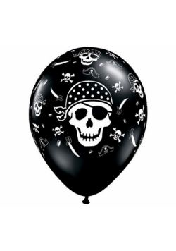 Balony lateksowe Czaszka Pirata pastel czarn 25szt