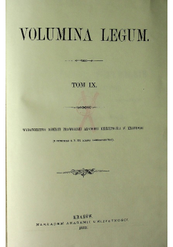 Volumina legum tom IX reprint z 1889 r.