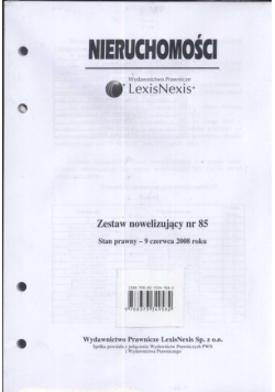 Nieruchomości Zestaw nowelizujący nr 85/08