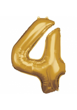 Balon foliowy cyfra 4 złota 65x86cm