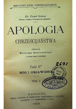 Apologia chrześcijaństwa Tom V Część 2  1906 r.