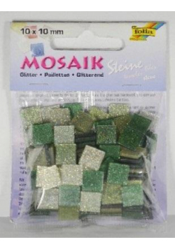 Mozaika kamyczki brokatowe 10x10mm zielony