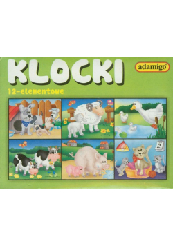 Klocki 12 elementowe zwierzęta w zagrodzie