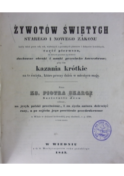 Żywotów Świętych Starego i Nowego Zakonu, 1843r.