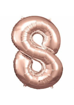 Balon foliowy cyfra 8 różowe złoto 57x86cm