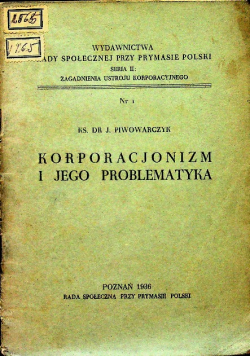 Korporacjonizm i jego problematyka 1936 r.