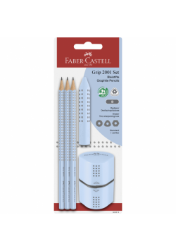 Zestaw grip 2001 błękitny Faber-Castel 3 ołówki + gumka+temperówka