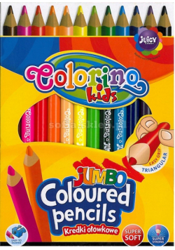 Kredki ołówkowe trójkątne jumbo Colorino Kids 12 kolorów