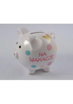 Skarbonka świnka z grafiką motyli Na wakacje
