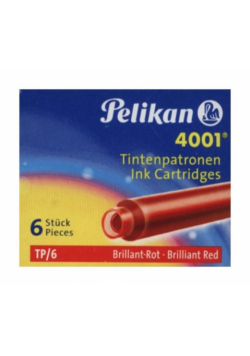 Naboje krótkie Pelikan 4001 TP/6 czerwone 6 sztuk