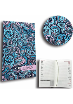 Kalendarz 2024 A6 tygodniowy paisley turkus