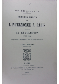L'Internonce A Paris, 1890r.